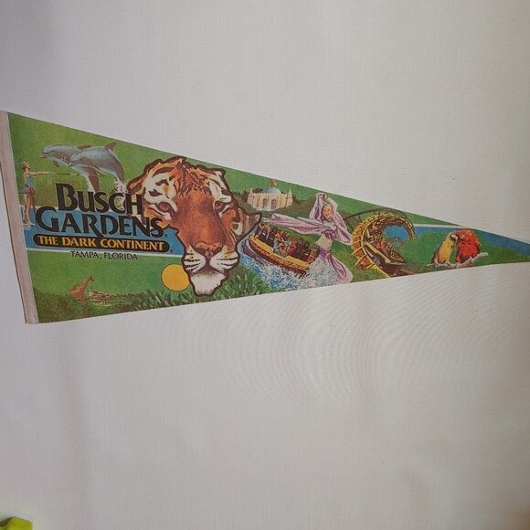 VINTAGE BUSCH GARDENS The Dark Continent Tampa Florida Felt Pennant TIGER - Picture 1 of 7